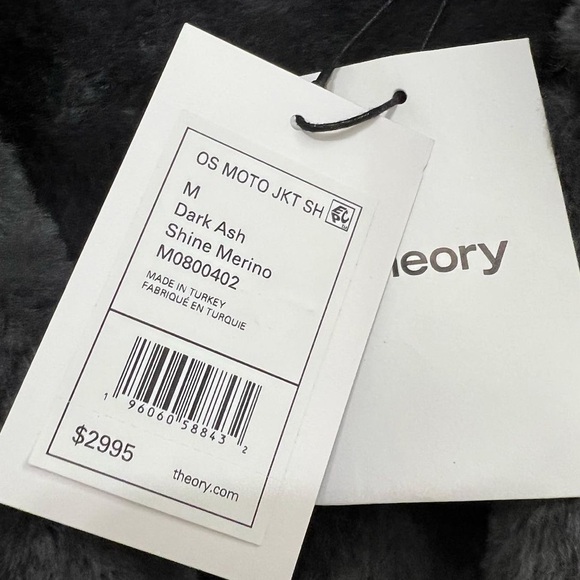 NEW Theory Oversized Shiny Shearling Moto Leather Jacket - Picture 6 of 6